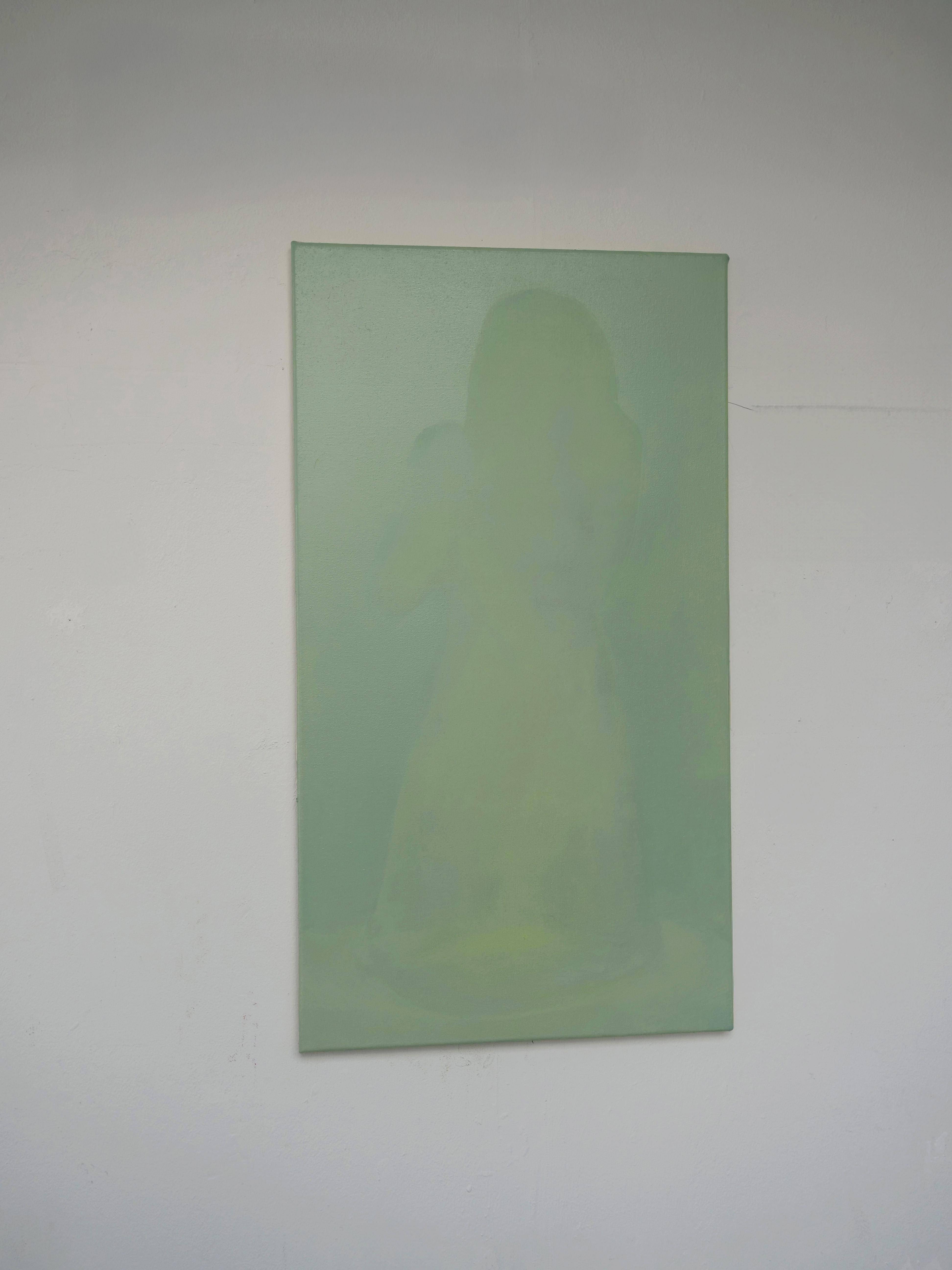 Oil painting by Tejzt titled '7d,' portraying a translucent, ethereal figure suggesting a higher-dimensional or liminal presence.