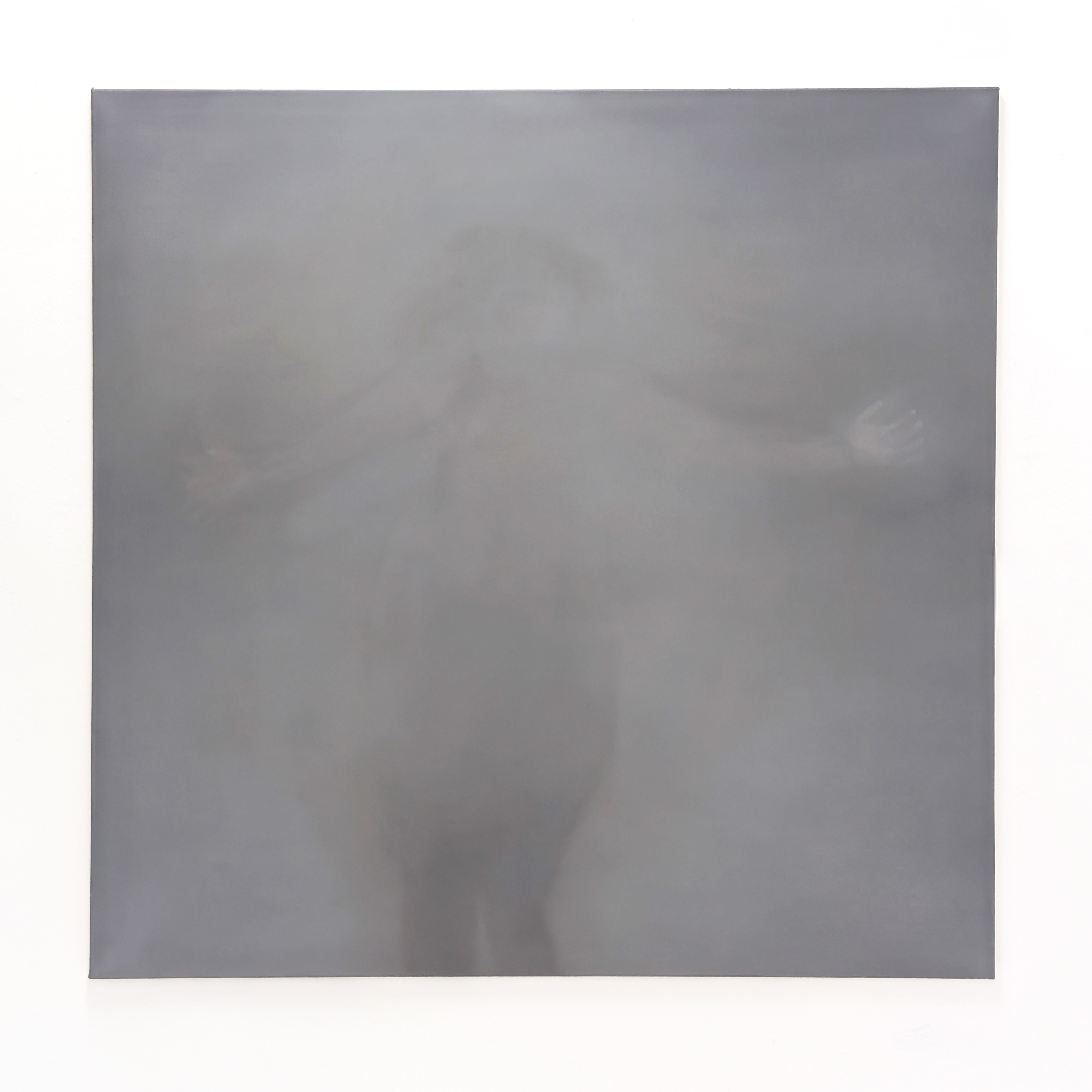 Oil painting by Tejzt: A spectral, hovering figure dissolves into darkness, evoking the hidden paths of the Sephirot and the tension between ascent and descent. Title: '𐤎 (Samekh)'